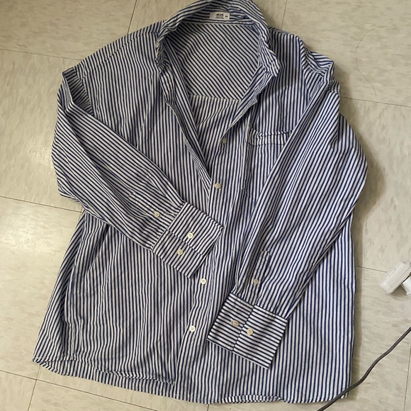 Ardene NWOT Striped Poplin Cotton Button Up Shirt And Midi Shorts Set - Picture 6 of 10